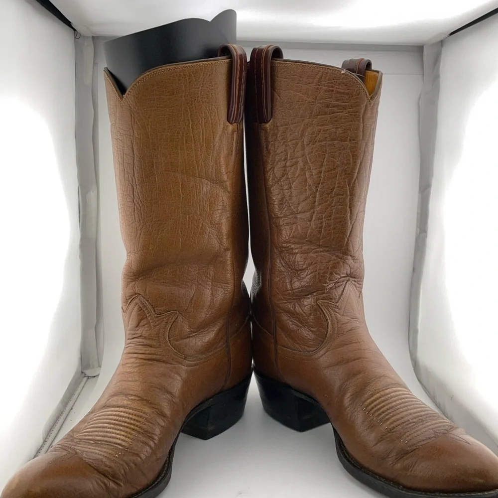 Tony Lama - Brown Textured- Handcrafted - Women's - Cowboy Boots- Size 10 B - Picture 6 of 11